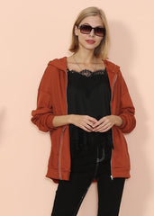 Solid Drop Shoulder Knit Hoodie