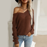 Weiter Strickpullover mit V-Ausschnitt