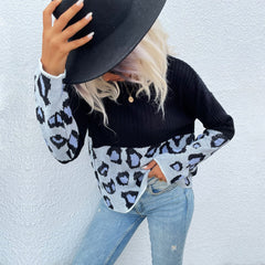 Suéter de punto mixto de dos tonos