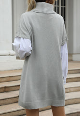 Vestido tipo suéter de manga corta y cuello alto