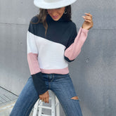 Suéter con textura mixta y bloques de color