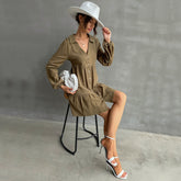 Vestido escalonado con cuello liso