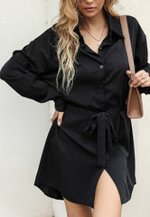 Solid Button Down Polo Dress