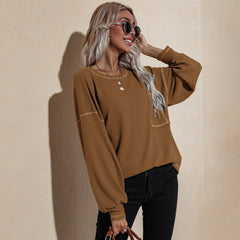 Suéter de punto gofre con puntada en contraste