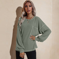 Suéter de punto gofre con puntada en contraste