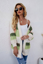 Cárdigan de punto a rayas con bloques de color