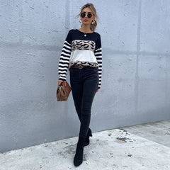 Suéter con estampados mixtos y bloques de color