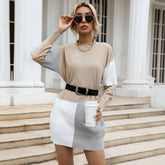 Vestido estilo suéter recto con bloques de color