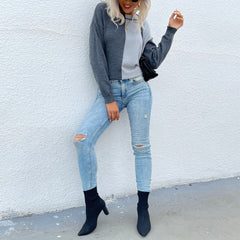 Two Tone Half Knit Sweater