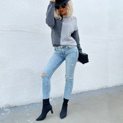 Two Tone Half Knit Sweater