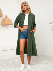 Vestido camisero liso con botones