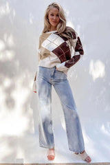 Suéter con estampado de rombos en dos tonos