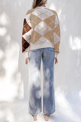 Suéter con estampado de rombos en dos tonos