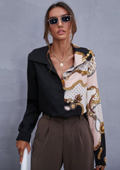 Blusa con estampado de bufanda en dos tonos