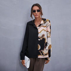 Blusa con estampado de bufanda en dos tonos