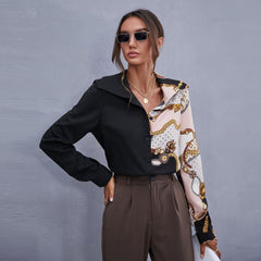 Blusa con estampado de bufanda en dos tonos