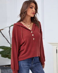 Suéter de punto gofre con capucha