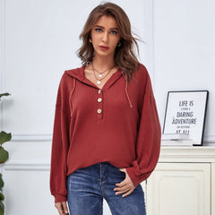 Suéter de punto gofre con capucha