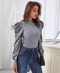 Top de manga gigot de dos tonos