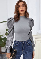 Top de manga gigot de dos tonos