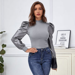 Top de manga gigot de dos tonos