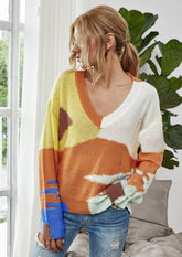 Art-Deco-Pullover mit V-Ausschnitt