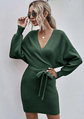 Figurbetontes Pulloverkleid in Wickeloptik
