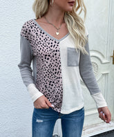 Suéter de punto con bolsillo de parche y bloques de color