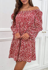 Vestido con estampado de leopardo y cuello fruncido