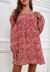 Vestido con estampado de leopardo y cuello fruncido