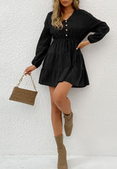 Vestido escalonado con lazo en la cintura