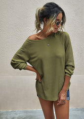 Waffelstrickpullover mit Raglanärmeln