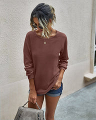 Waffelstrickpullover mit Raglanärmeln