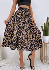 A-Linien-Rock mit Leopardenmuster und hoher Taille