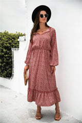 Tie Neck Ruffle Hem Dress