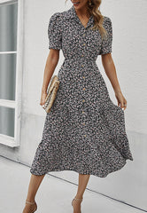 Floral Puff Sleeve Vintage Dress