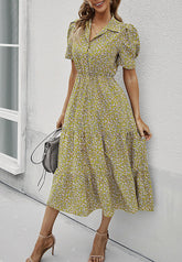 Vintage-Kleid mit Blumenmuster und Puffärmeln