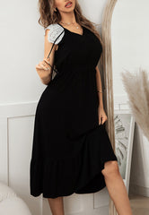 Tie Neck Lace Sleeve Dress