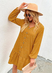 Gepunktetes Button-Down-Kleid