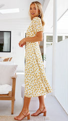 V Neck Floral Midi Dress