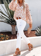 Floral Print Long Sleeve Blouse