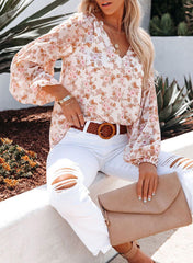 Floral Print Long Sleeve Blouse