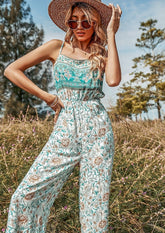 Mehrfarbiger Boho-Jumpsuit mit Blumenmuster