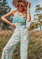 Mehrfarbiger Boho-Jumpsuit mit Blumenmuster