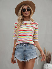 Blusa de punto con ojales multicolor