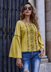 Bluse mit Blumenmuster und ausgestellten Ärmeln