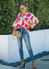 Tropical Print Oversized Polo