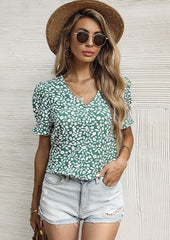 Sommerbluse mit Blumenmuster und Puffärmeln