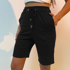 Einfarbige Bermudashorts mit Kordelzug