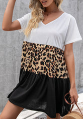 Vestido recto con cuello en V y bloques de color